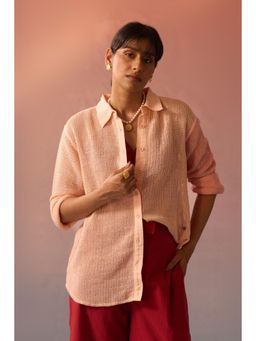 Western Era - Peach Mesh Oversized Shirt