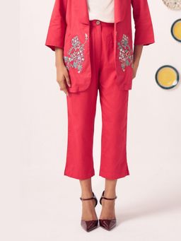 Western Era - Veyona Red Regular Fit Cotton Trouser