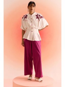 Western Era - Off White Drop Shoulder Embroidered Top