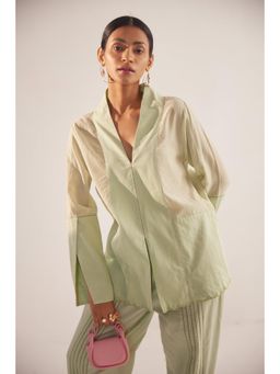 Western Era - Green Bottom Embroidery Cotton Shirt