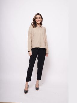 Western Era - Office Wear Oversized High Low Brown Shirt