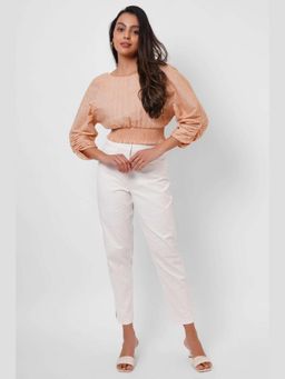 Western Era - Backless Orange Cotton Linen Crop Top