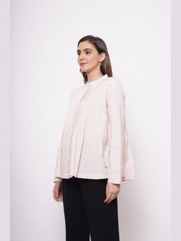 Western Era - Office Wear Pin Tuck Linen Pink Shirt