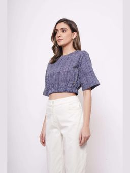 Western Era - Blue White Pinstripe Crop Top
