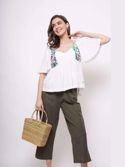 Western Era - Resort Wear White Print Top