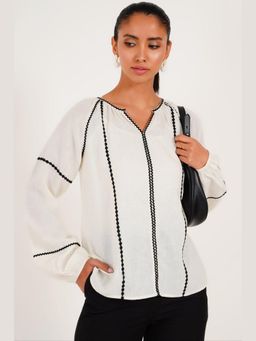 Western Era - The Ivory Ladder-Stitch Top