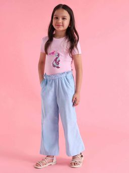 U.S. POLO ASSN. - Girls Blue Cotton Solid Trouser
