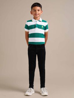 U.S. POLO ASSN. - Boys Black Cotton Solid Jeans
