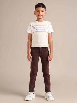 U.S. POLO ASSN. - Boys Burgundy Cotton Solid Jeans