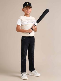 U.S. POLO ASSN. - Boys Black Cotton Solid Jeans
