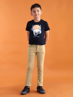 U.S. POLO ASSN. - Boys Khaki Cotton Solid Jeans