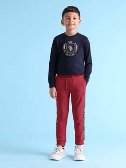 U.S. POLO ASSN. - Boys Red Cotton Solid Joggers