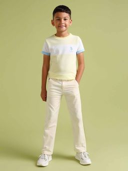 U.S. POLO ASSN. - Boys Beige Cotton Solid Casual Trouser