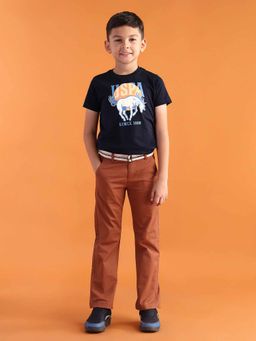 U.S. POLO ASSN. - Boys Rust Cotton Solid Casual Trouser