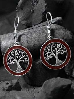 Adwitiya - Women Silver-Plated Tree Drop Earrings