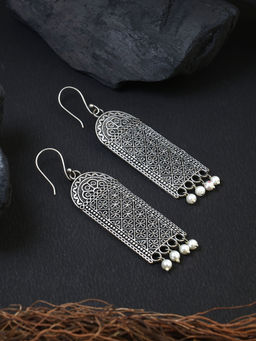 Adwitiya - Silver-Plated Handcrafted Drop Earrings