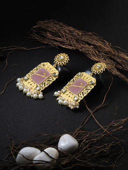 Adwitiya - 24CT Gold-Plated Handcrafted Kundan Drop Earrings