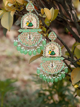 Adwitiya - Gold-Plated Kundan-Studed Pearl-Tessel Drop Earrings