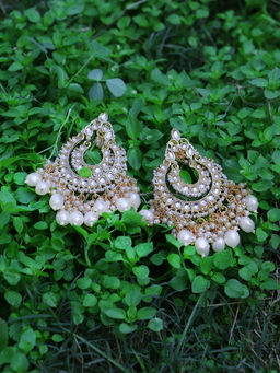 Adwitiya - Gold-Plated Stone-Studed Pearl-Tessel Drop Earrings