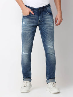 Spykar - Mens Slim Fit Mid Rise Cotton Jeans