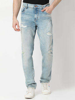 Spykar - Mens Blue Ricardo Comfort Fit Mid Rise Cotton Jeans