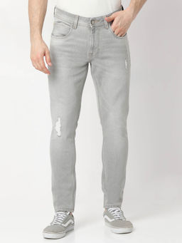 Spykar - Mens Grey Kano Slim Fit Mid Rise Cotton Jeans