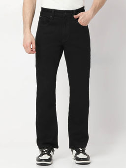 Spykar - Mens Black Solid Comfort Fit Mid Rise Cotton Jeans