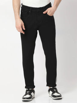 Spykar - Mens Black Kano Slim Fit Mid Rise Cotton Jeans
