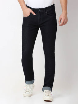 Spykar - Mens Dark Navy Blue Slim Fit Mid Rise Cotton Jeans