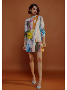 Advait - Multi Colour Doodle Cross Placket Top