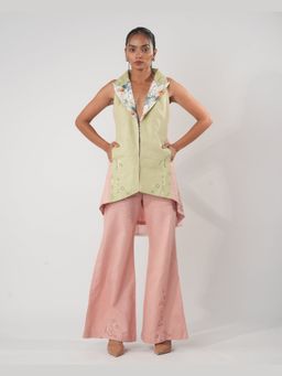 Orthodox - Pink Back Ruffled Blazer and Trouser