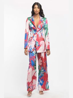 MANDIRA WIRK - Women Multi Colour Satin Printed Jacket and Pant