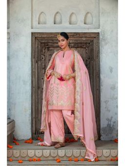MONK & MEI - Nawabzadi Pink Kurta with Pant and Dupatta