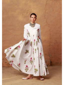 MONK & MEI - Saawni Angrakha White Maxi Dress