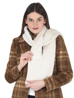 Monte Carlo - Women Polyester Blend Off White Solid Muffler