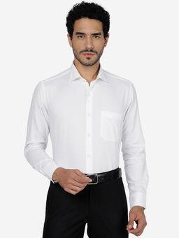 Metal - Mens Solid White Slim Fit Formal Shirt