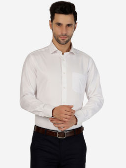 Greenfibre - Mens Cotton Blend Solid off White Slim Fit Formal Shirt