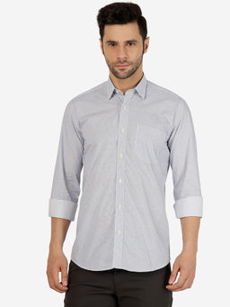 JadeBlue - Mens Printed Light Blue Slim Fit Semi Casual Shirt