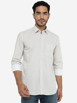 JadeBlue - Mens Beige Printed Semi Casual Shirt