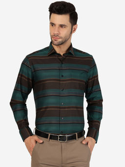 Metal - Mens Multi-Color Striped Formal Shirt