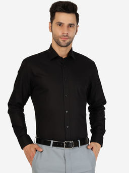 JadeBlue - Mens Black Regular Fit Formal Shirt