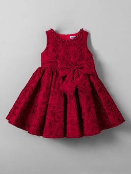 Hopscotch - Bow Applique Textured Party Dress