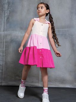 Hopscotch - Bow Strap Tiered Fit Flare Dress