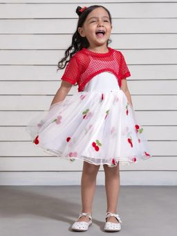Hopscotch - Cherry Embroidery Dress with T-Shirt