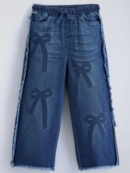 Hopscotch - Bow Side Distressed Denim Jeans