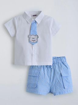 Hopscotch - Gingham Shirt With Shorts & Tie