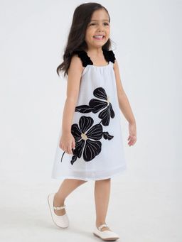 Hopscotch - Floral A-Line Dress with Back Bow