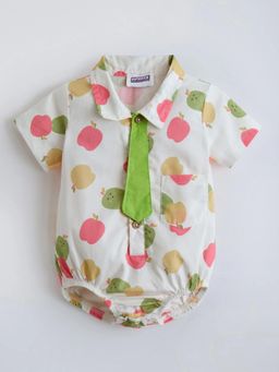 Hopscotch - Apple Pop Shirt Onesie with Tie