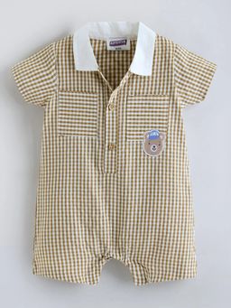 Hopscotch - Contrast Collar Gingham Romper