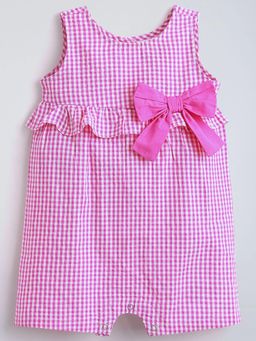 Hopscotch - Bow Applique Gingham Romper